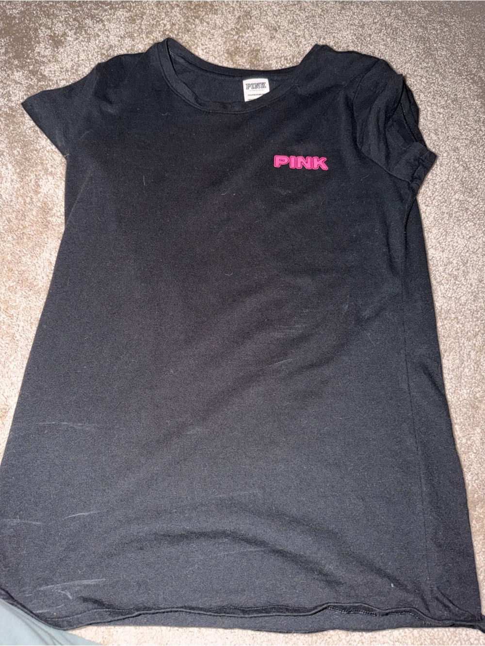 PINK Victoria's Secret Black Short Sleeve Tee with Pink Logo